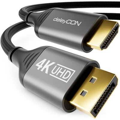 1m DisplayPort auf HDMI Kabel DP 1.2 zu HDMI 2.0 ALU Stecker 4K@60Hz 1440p@165Hz - Bild 1 von 4