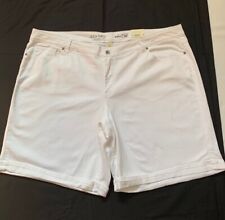 Sonoma Plus Women's Bermuda White Denim Jean Cuffed Shorts 24W