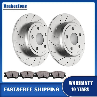 Pastillas de rotores de freno traseras aptas para Jeep Grand Cherokee 2011-2020 ranuradas perforadas Foto 1 de 4