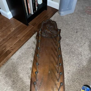 Rare Antique Enkeboll Hand Carved Wooden Wall Spool Rolling Pin Magazine Holder - Picture 1 of 7
