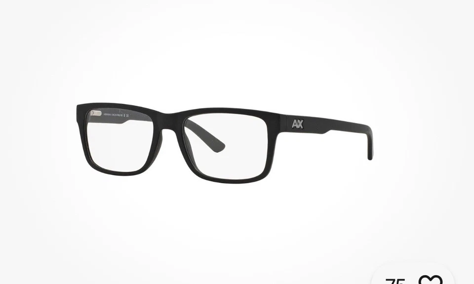 ARMANI EXCHANGE AX3016 8078 哑光黑色演示镜头 53 毫米男士眼镜 — 第 1/2 张图片