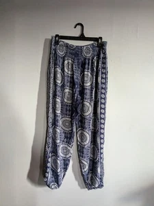 Lotus and Luna Harem Pants Pull On Stretch Waist Navy Blue Women's size L / XL - Picture 1 of 3