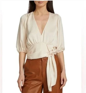 Top de mujer Ramy Brook Ilana Deco satinado faja XXS NUEVO CON ETIQUETAS 325 MARFIL - Imagen 1 de 5