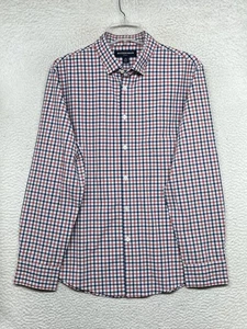 Mizzen+Main Shirt Mens Large Red Blue Check Leeward Trim No Tuck Performance - Picture 1 of 13