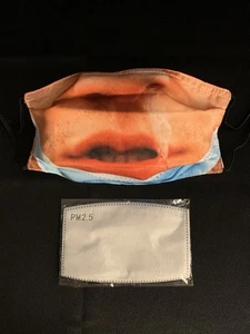 Funny Young Man Face Mask Reusable Breathable Washable With 2 Filters One Size - Picture 1 of 2