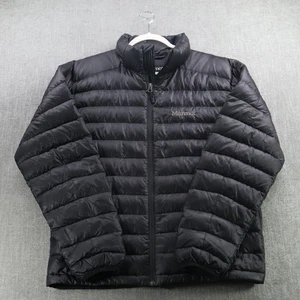 Marmot Jacket Men Medium Black Puffer Down 700 Fill Full Zip Packable Camping - Picture 1 of 14