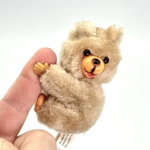 Vintage hellbrauner Bär Plüsch Kralle Clip Finger Critter Bleistift Umarmung Greifer 80er süß - Bild 1 von 6