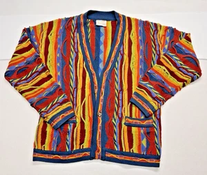 90s COOGI Soul Of Australia 3D Textured Knit Button Mercerized L Cardigan Pullover - Bild 1 von 18