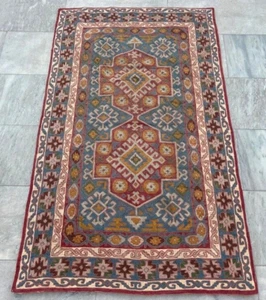 Vintage French Style Aubusson Rug Needlepoint Chain stitch Rug 3x5 ft Free Ship - Picture 1 of 8