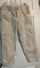 Blossom & Clover Cream Cargo Ankle Pants 98% Cotton Womens 6 Actual 34 x 25”
