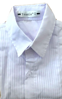 YuanLu White Pleated Tuxedo Shirt child size 7 formal wedding event party dance - Image 1 of 4