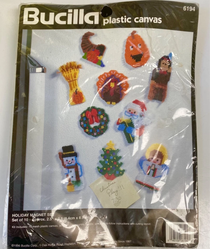 Vtg Bucilla Plastic Canvas Kit SET OF 10 Holiday MAGNETS Christmas Fall 🎄 - Image 1 of 4