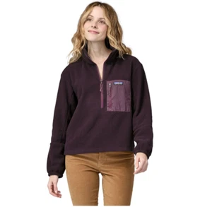 Patagonia Womens Microdini 1/2 Zip Fleece Pullover Sz Medium Purple Pocket New - Picture 1 of 9