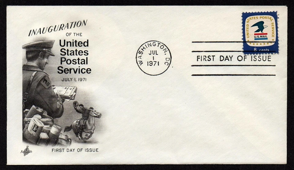 USA, SCOTT # 1396, ARTCRAFT FDC COVER OF 1971 UNITED STATES POSTAL SERVICE, USPS - Image 1 of 1