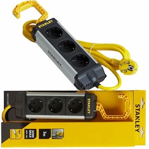 Stanley ALU 3m Multiprise 3 Prises avec Crochet Suspension IP20 Multiprise - Photo 1/8