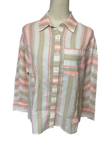 Vineyard Vines Women's Striped Weekend Button Up Pocket Shirt Long Sleeves Sz 2 - Picture 1 of 10