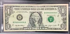 RARE Fancy SERIAL NUMBER B O4444444 A $1 Currency Note with 7 Fours ~ O4444444 ~ - Picture 1 of 5