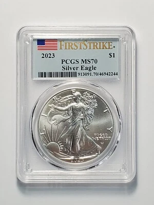 First Strike 2023 American Silver Eagle Dollar Coin PCGS MS70 - Image 1 of 3