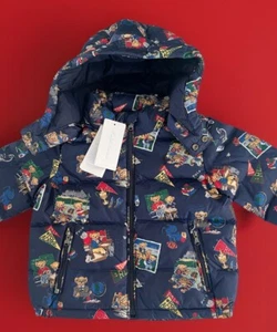 $195 POLO RALPH LAUREN Boys' Quilted Hooded Puffer Jacket Bears Size 24 M - Picture 1 of 9