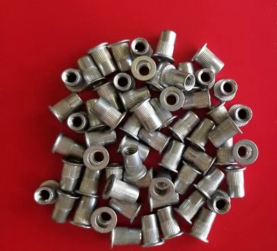 JUNTER Pack of 1000 pcs 1/4-20 Aluminum Flange Nutserts Rivet Nut Rivnut Nutsert