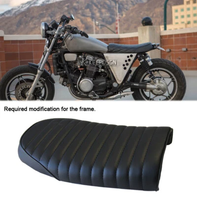 Flat Driver Seat Solo Seat Saddle Black PU For Honda Magna 250 750 Cafe Racer - Image 1 of 4