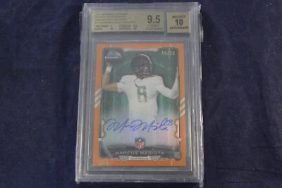Autografiado 2015 Bowman Cromo Marcus Mariota Naranja Becket Calificado 9.5 Gema Como Nuevo Foto 1 de 2