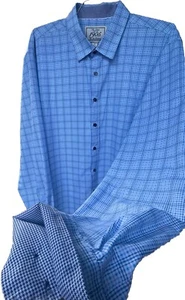 Jos A Bank 1905 Hemd XXL Tailored Fit Blau Geo Knopfleiste Hahnentritt Manschette - Bild 1 von 17