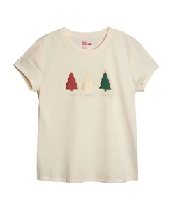 MSRP $16 Epic Threads Girls Holiday Foil Christmas Tree Tee Ivory Size Medium - Picture 1 of 2