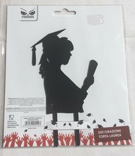 Cake topper laureata decorazione sopra torta sagomata laurea nero in plastica