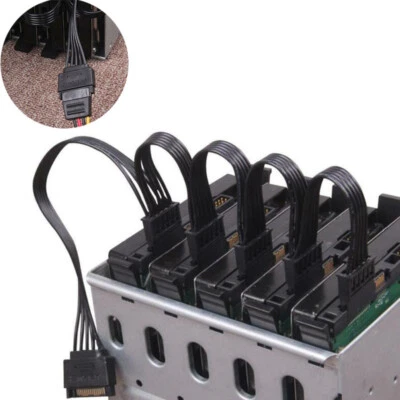 15pin HDD 1 Male To 5 Cable Splitter  Female Drive SSD Adapter Power Hard SATA - Image 1 of 4