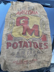 Vintage Arizona GM No 1 Potatoes Gunny Sack Burlap Bag 100 Lb Potato Antique - Picture 1 of 4