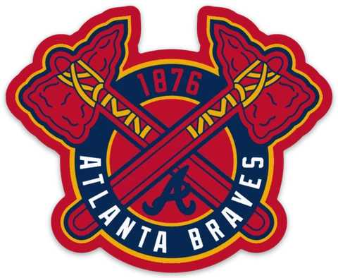 Atlanta Braves Crossed Tomahawk Logo Type 1876 MLB Baseball Die-Cut MAGNET Cover