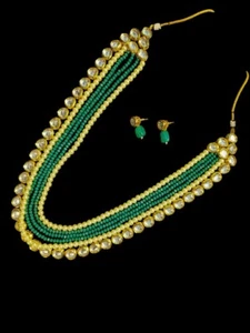 Bollywood Indian Long Kundan Necklace Bridal Gold Plated Wedding Jewelry Set New - Picture 1 of 8
