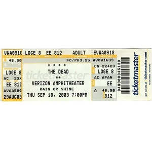 THE DEAD Konzert Ticket Stub IRVINE CALIFORNIA 18.09.03 BOBBY WEIR THANK selten - Bild 1 von 2