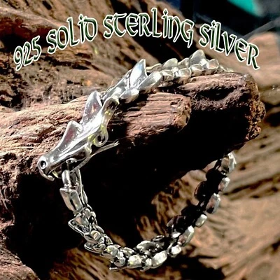 Brazalete Cabeza de Dragón y Vértebras Eslabones Ouroboros Motociclista Gótico Foto 1 de 4