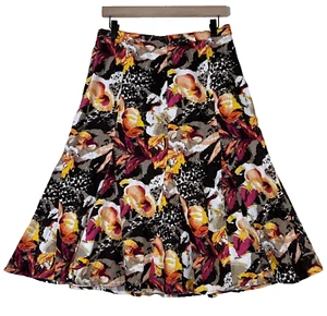 Christopher & Banks Women's Skirt Sz 10 Linen Blend Midi Floral Pull On - Picture 1 of 10