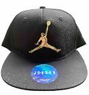 NEW Nike Air Jordan Gold Jumpman Youth Boys Elephant Textured Black Snapback Cap
