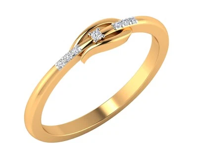 0.03Cts Natural Diamond Women Wedding Twisted Band Ring 14k Yellow Gold - Image 1 of 4