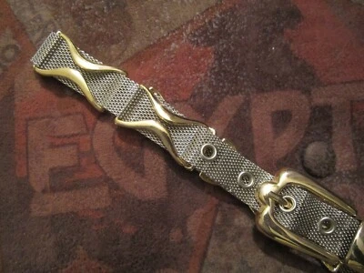 CINTURÓN DE METAL DE MALLA DORADA Y PLATEADA DE COLECCIÓN AÑOS 80 PUNK ROCK MOTERO PARA MUJER Foto 1 de 4