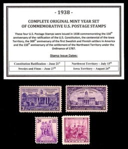 Juego Año Conmemorativo US #0835-838 MNH 1938 - Imagen 1 de 1