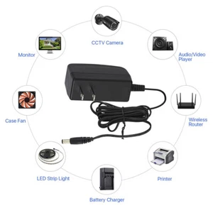 Power Supply Adapter AC/DC 12V 1A for Security Camera CCTV/DVR/NVR/FCC Certified - Picture 1 of 9