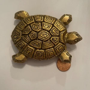 Vintage Jacmore Company Large Turtle Fashion Belt Buckle Gold Tone 4" x 3" Boho - Picture 1 of 4
