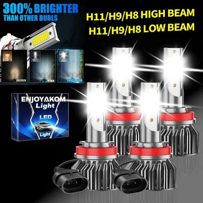 LED Headlight Bulbs High/Low Beam White For Chrysler Town & Country 2008-2016 - Imagem 1 de 4