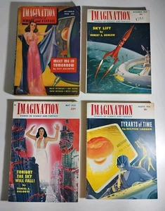 Lot- 4 Vintage IMAGINATION 1950-1954 Science Fiction Magazines HEINLEIN Reynolds - Bild 1 von 20