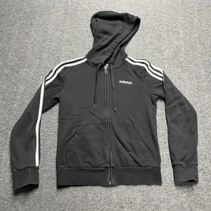 Adidas Full Zip Hoodie Jacket Women's XS (4-6) Black Logo Three Stripes - Picture 1 of 7