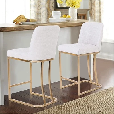 Set of 2/4 Leather Bar Stools with Back Support 24" Counter Height Kitchen Stool - Image 1 of 4