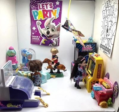 Kelly, Chelsea & Tommy Visit Chuck E. Cheese Custom Barbie Doll Diorama Play Set - Image 1 of 4