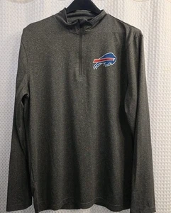 RARE Authentic NFL Gray BUFFALO BILLS Quarter-Zip PULLOVER JACKET M TWO LOGOS - Bild 1 von 8