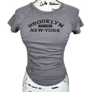 Just Polly grau Rundhals geraffte Front Baby Tee T-Shirt Gr. M Brooklyn Freizeit - Bild 1 von 11