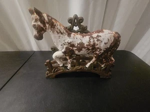 Heavy Cast Iron Horse On Bridge Approx 7lbs Vintage - Picture 1 of 5
